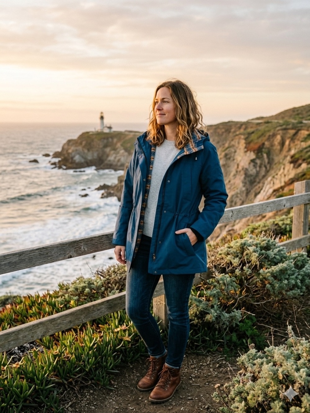 Pendleton Teal Blue Hooded Trench Coat with Patterned Lining